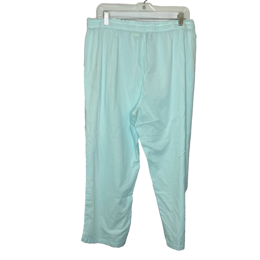 Women's Large Ella Simone Blue Button Front Bow Pleat Cotton Pajama Set - Picture 10 of 10